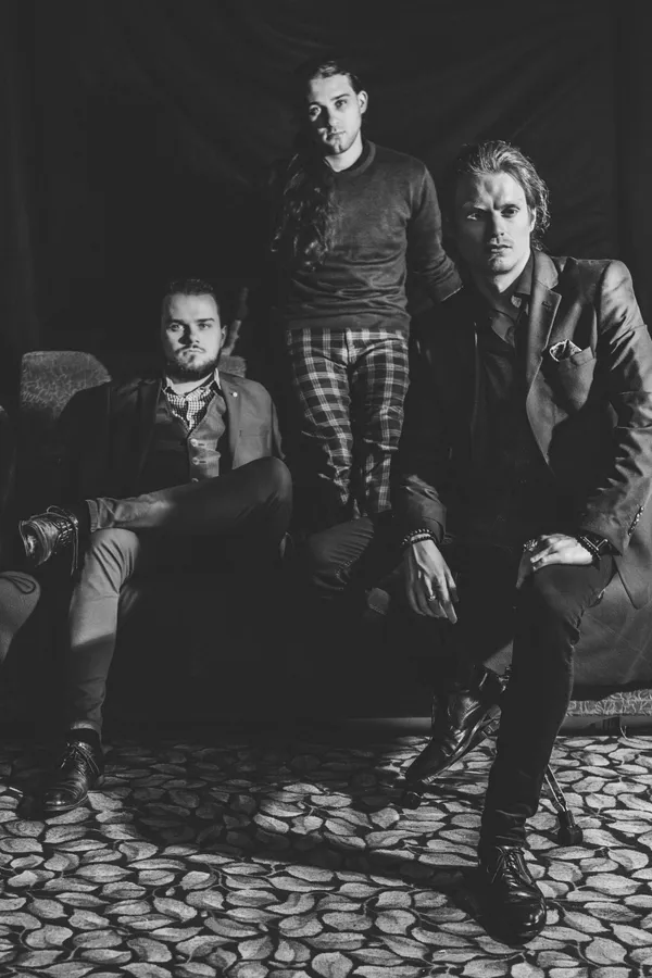 Exit Empire in 2019: Premek Ruzicka, Timmy Ruzicka and Rafael Eimut, black and white