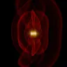Simulation of two black holes merging and sending out gravitational waves